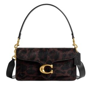 New Coach Black and Brown Leopard Shoulder Tabby 26 Bag